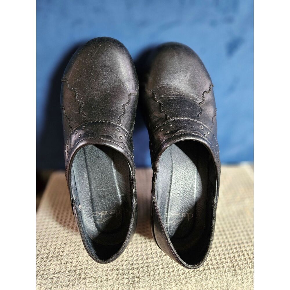 DANSKO Black Leather Clog Leather Hailey Heel Clog Size 37 EU, 6.5-7 U.S. - Picture 2 of 7